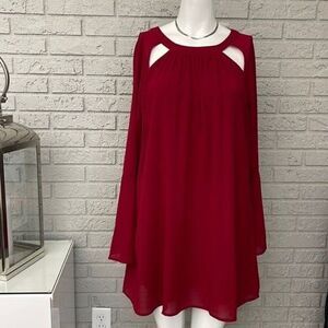 Kelley Cawley Women Bell Sleeve Chiffon Tunic Mini Dress Size S NWT